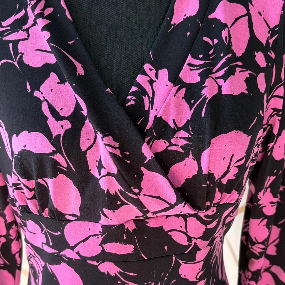 INC International Concepts Black and Pink Floral Blouse Size L - Picture 2 of 7